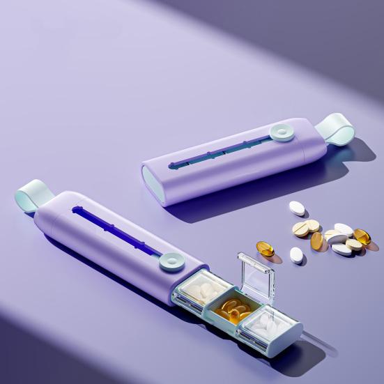 Портативная таблетница с 3 отделениями, дизайн с открыванием нажатием одной рукой, органайзер для лекарств, прозрачная крышка, футляр для хранения таблеток, компактный органайзер для витаминов для использования на улице