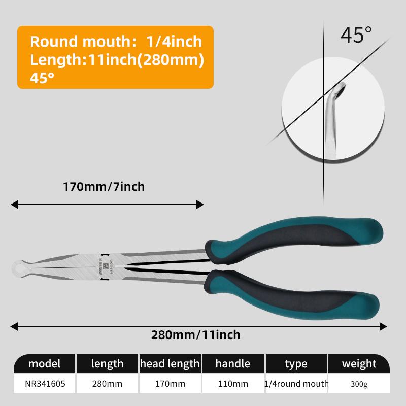 AMR 3pcs 4pcs5pcs Needle Nose Pliers Long Reach Straight Pliers 25°/45°/90° Bent Nose Pliers O-Shaped Plier Circle for Machinist
