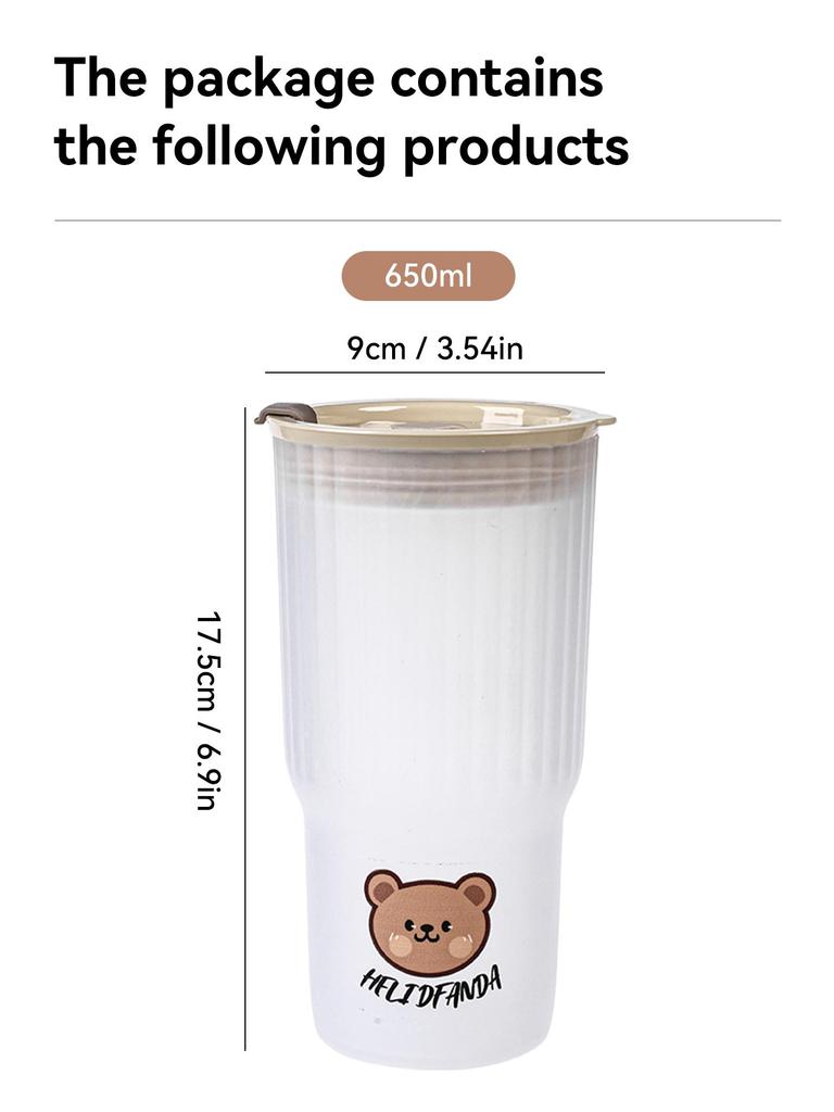 WORTHBUY Cute Bear Plastic Water Cup Large Capacity Water Bottle Travel Leak-proof Tumbler With Lid Portable Milk Coffee Cups