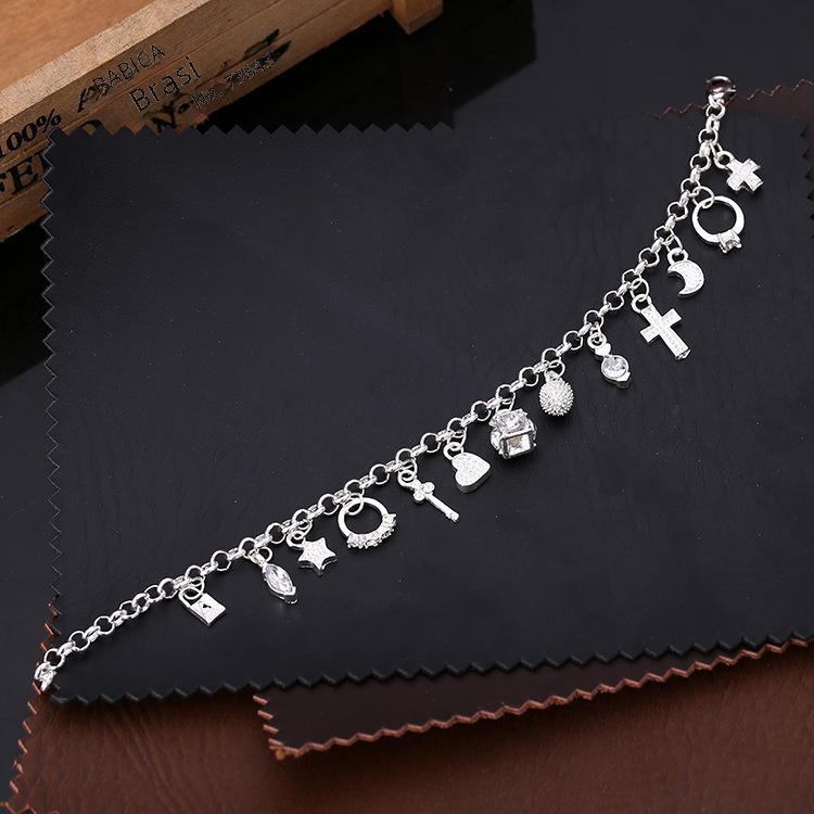 European and American Style 925 Silver Pendant Bracelet: Elegant Multi-Element Jewelry for Women