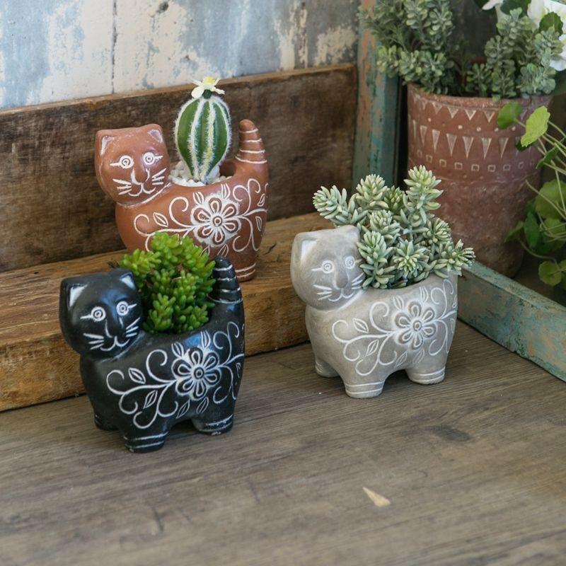 Цветочный горшок в виде кота из мультяшного кота, цементный бетонный котенок, цветочный горшок в форме суккулентов, украшение для двора, уникальное украшение для дома