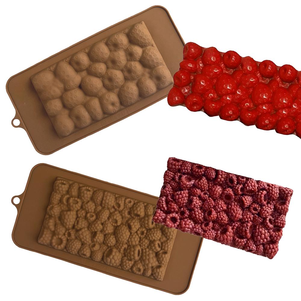 Силиконовая форма для шоколадных кусочков с рисунком клубники или малины, детские инструменты для выпечки конфет, форма для шоколада, кухонные принадлежности для выпечки