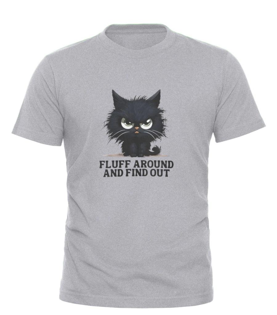 Fluff Around and Find Out Funny Cat T-Shirt Grumpy Kitty Graphic Tee S-4XL