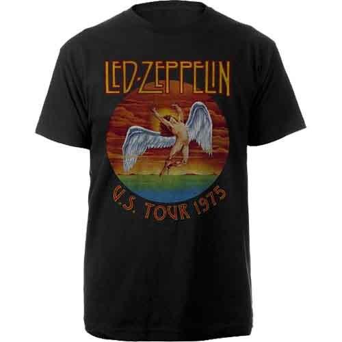 Тур Led Zeppelin по США '75. Футболка Черная Новая Унисекс Футболка