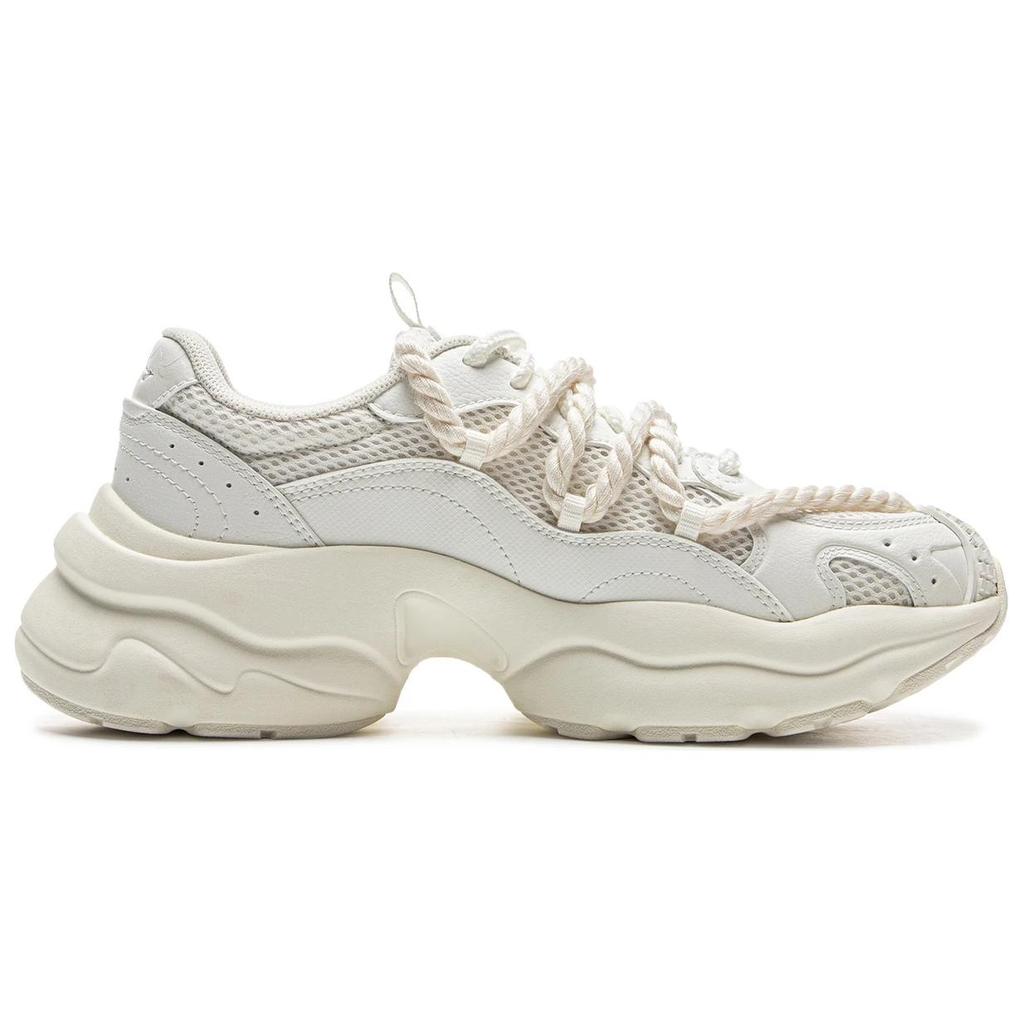 Li Ning Cushioning Slip Resistant Abrasion Resistant Breathable Support Low top Casual Shoes Women's Ivory AGCV134-1