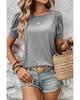 Azura Exchange Light Grey Pleated Puff Sleeve Knit Tee