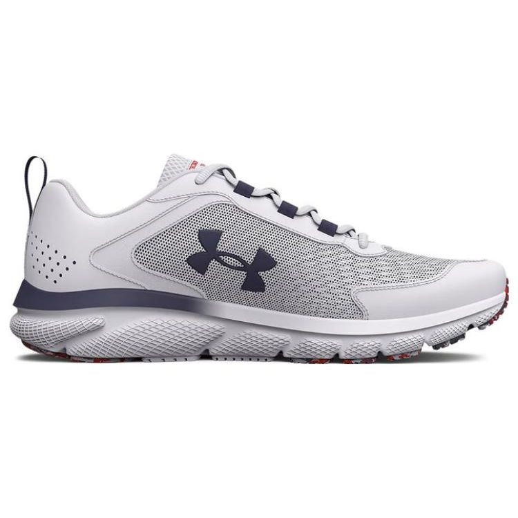 Under Armour Заряженная Удобная Ткань Кожа Низкий Верх Повседневные Кроссовки для Бега Мужские Кроссовки Белые 3026743-100