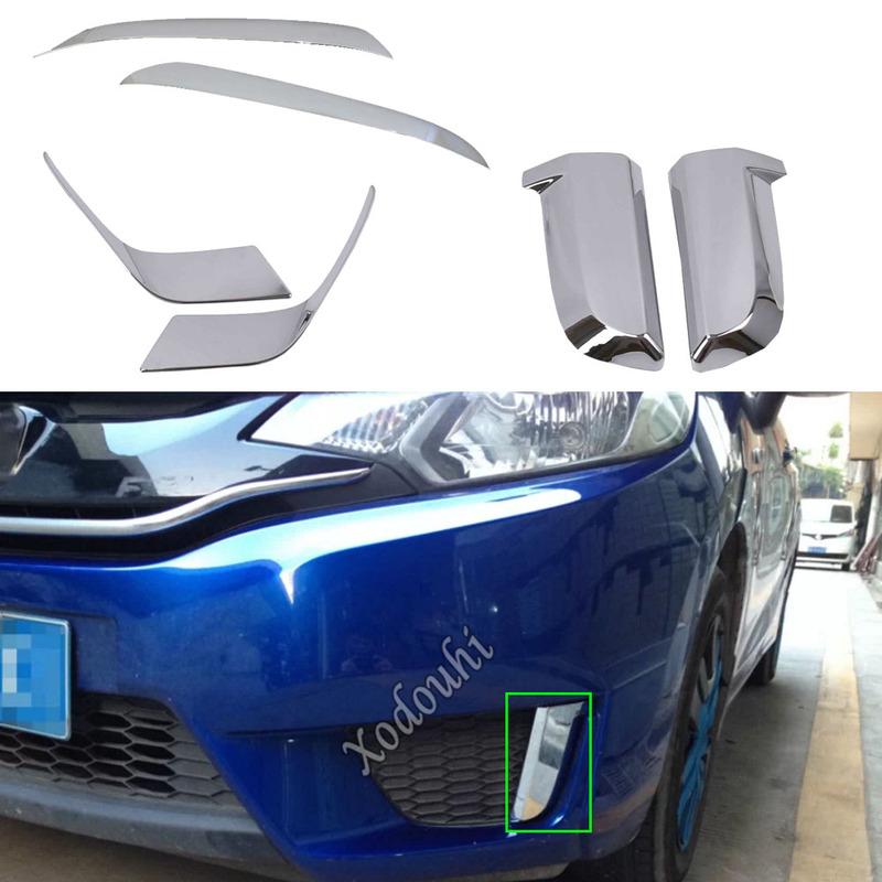 Для Honda Fit Jazz 2014 2015 2016 2017 Автомобильный Кузов Головной Передний Противотуманный Свет Бровь/Накладка Рамка Фонаря Накладка ABS Хром Крышка Накладка на Капот