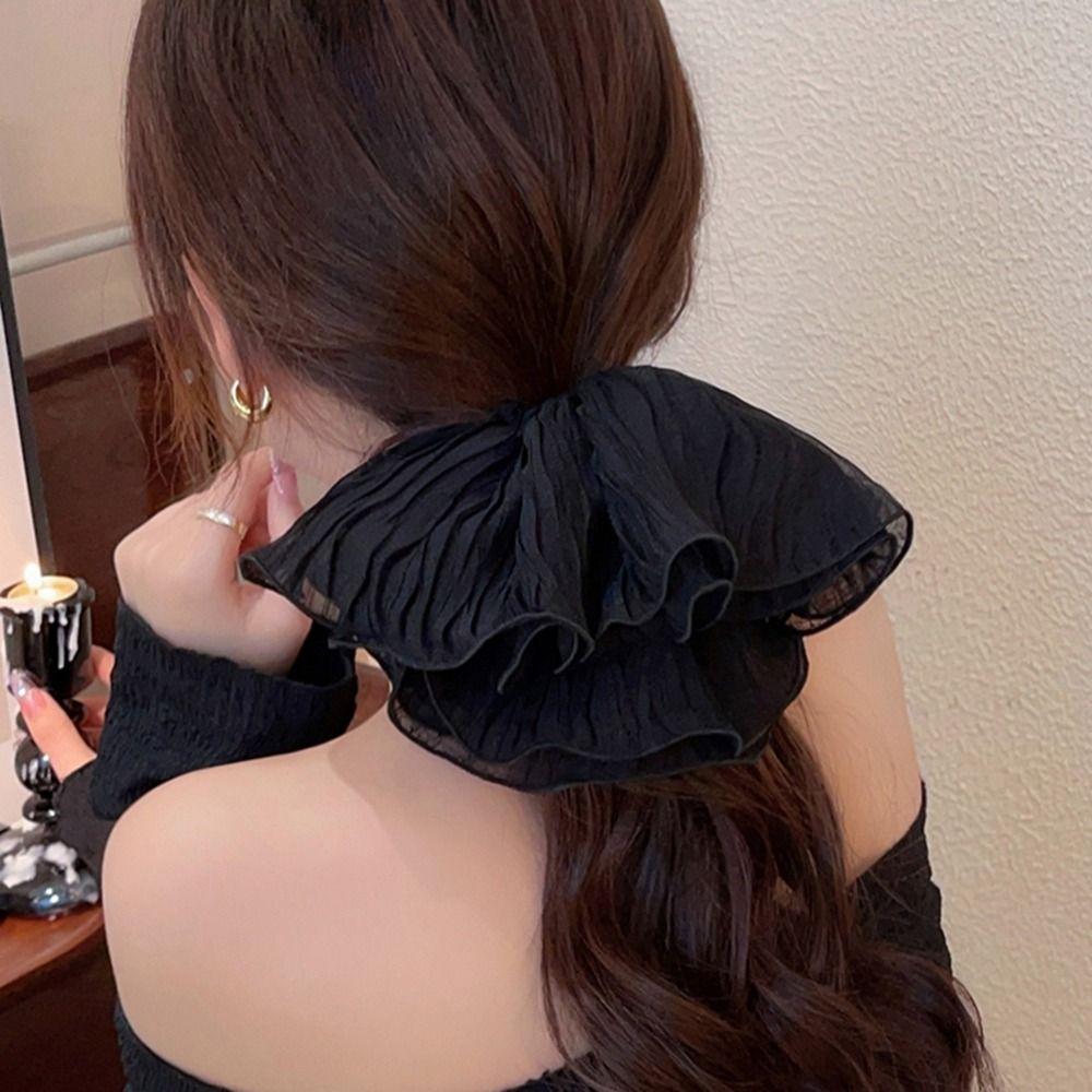 Hair Band Lace Mesh Cloth Flower Hair Tie Korean Style Headwear Women Scrunchies Wrinkle Hair Rope