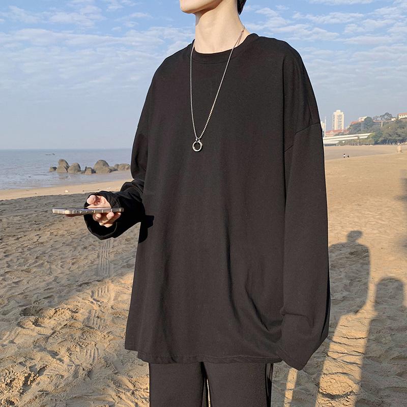 Мужская и женская футболка оверсайз из 100% хлопка, мужская футболка с длинными рукавами, однотонная мужская футболка, мужские и женские топы