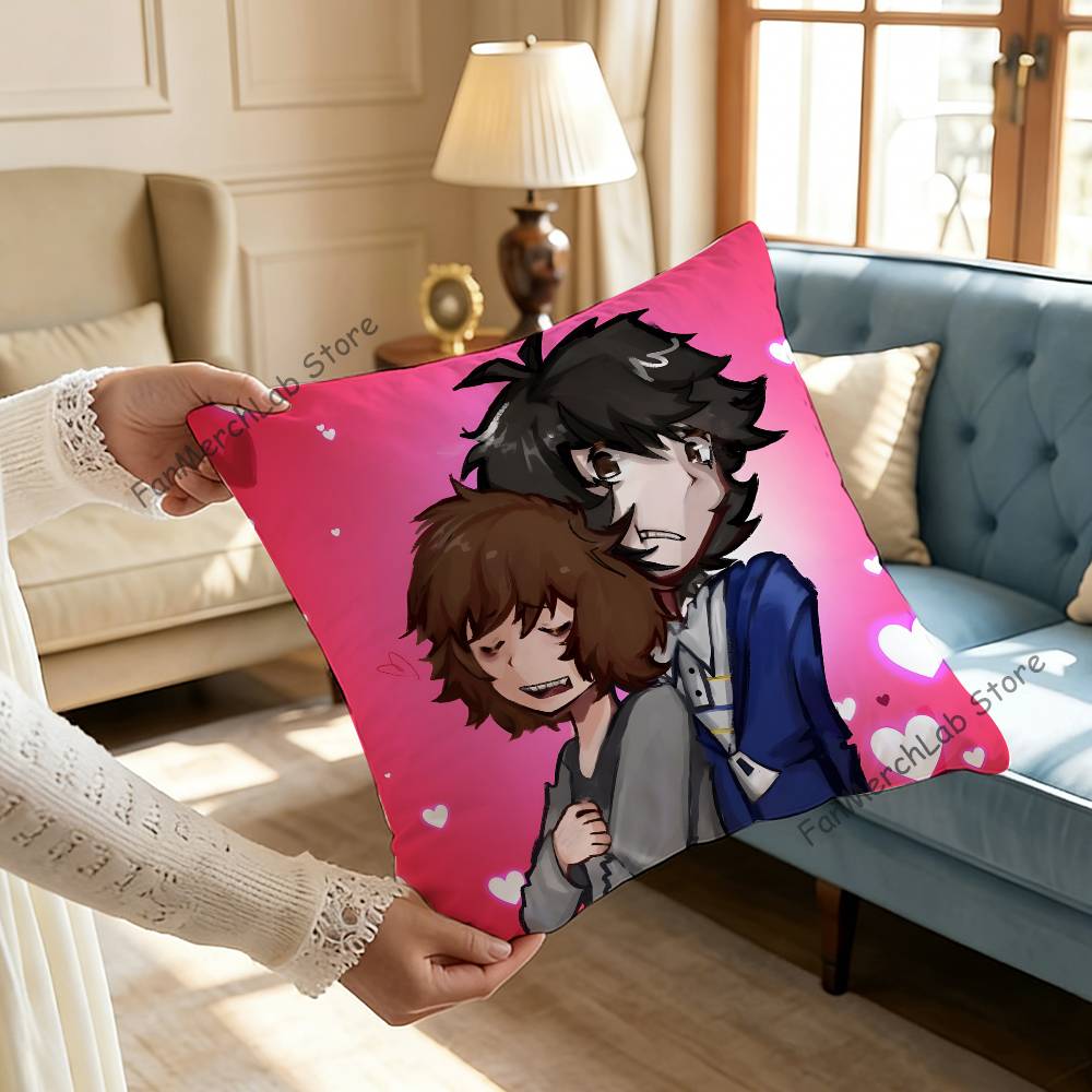 OOnewheatmark Will and Mike Anime Pillow Covers Cartoon Sofa Decorative Home Doublesided Printing Short Plush Cushion Cover