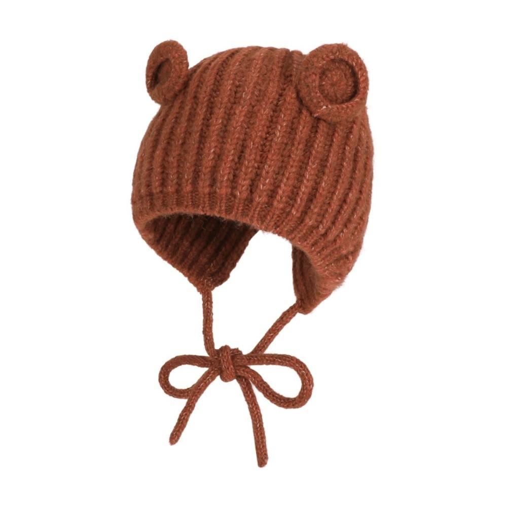 Thicken Ear Protection Hat Keep Warm Overhead Cap Fashionable Bear Ear Knitted Hat  Adult