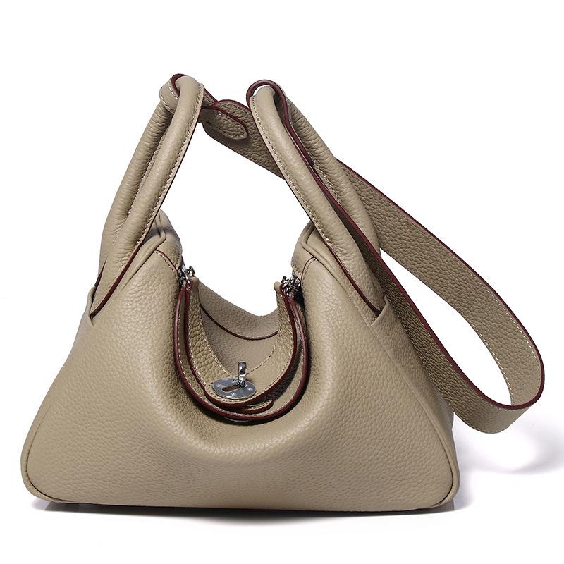 Сумка Lindy с серебряной пряжкой: Натуральная кожа с рисунком личи - женская сумка-доктор через плечо и через плечо