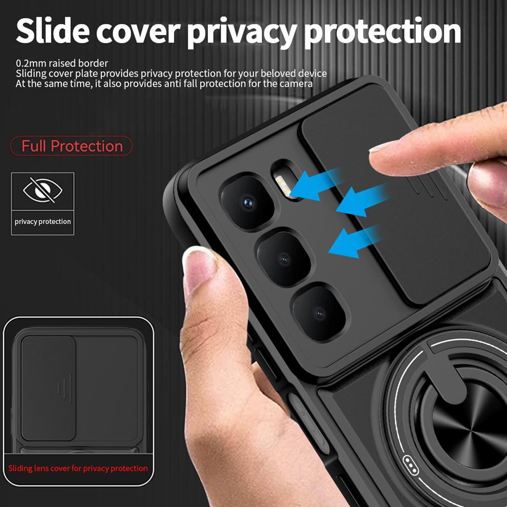 KEYSION Магнитный чехол для телефона Infinix Hot 60i 4G 60 5G Hot 60 Pro Защита камеры со сдвижной крышкой Вертикальная подставка Ударопрочный чехол