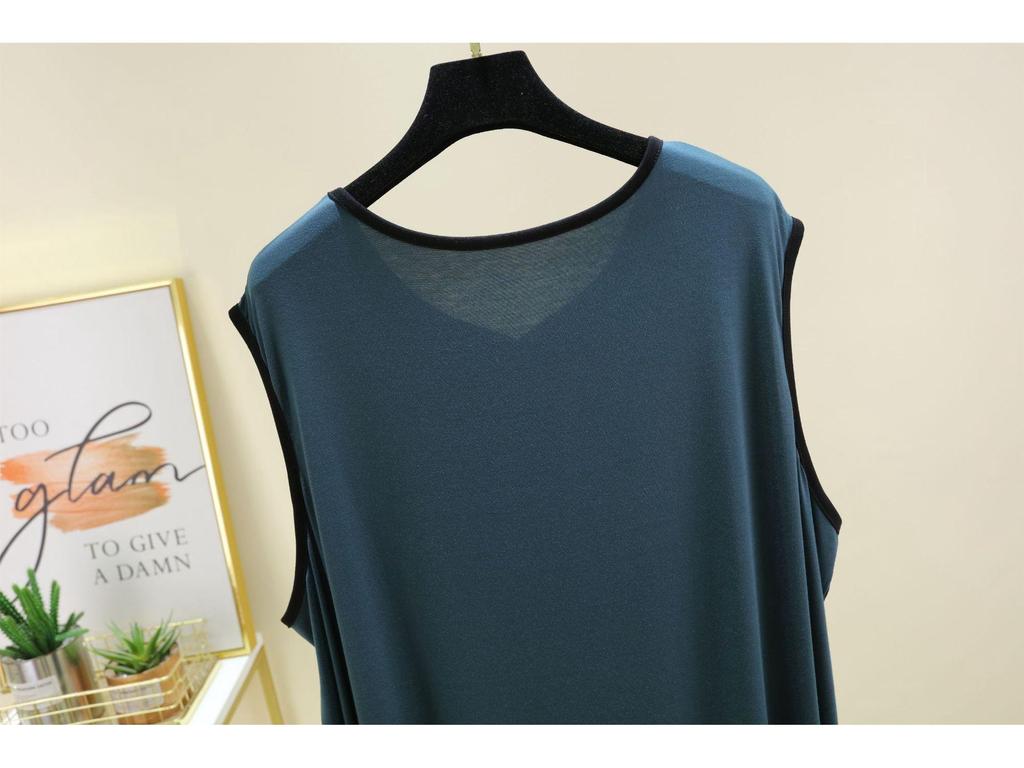 Пижама для пары из модального хлопка больших размеров: Мужской жилет без рукавов и женская однотонная ночная рубашка на лето