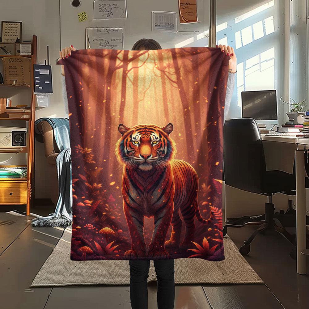 1Pc AnimalsElves Print Flannel Blanket, High quality Comfortable for All Seasons, Home Decor, Warmth and Comfort, Perfect for Christmas Gifts