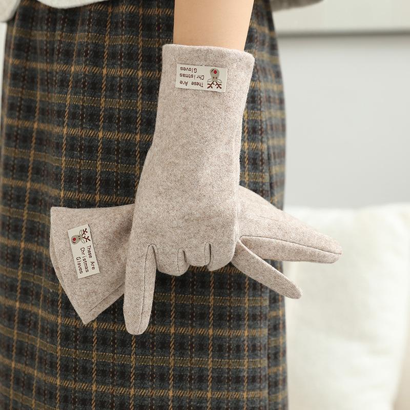 Women'S German Velvet Gloves Windproof And Warm Touch Screen Gloves Driving And Riding Touch Screen Warm Students Thickened And Velvet