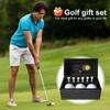 1 комплект подарочной коробки для гольфа с 3 мячами 6 тройников, металлический инструмент для ремонта Divot, зажим для шляпы, комплект аксессуаров для гольфа, чехол из искусственной кожи для мужчин и женщин, профессиональный новичок