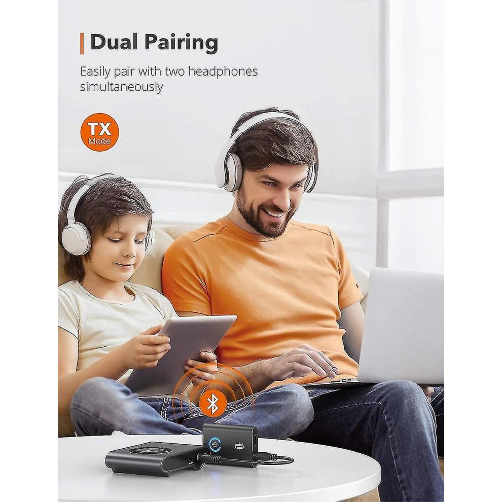 Bluetooth 5.0 Transmitter/receiver, Can Connect 2 Devices Simultaneously Wireless 3.5mm Audio Adapter