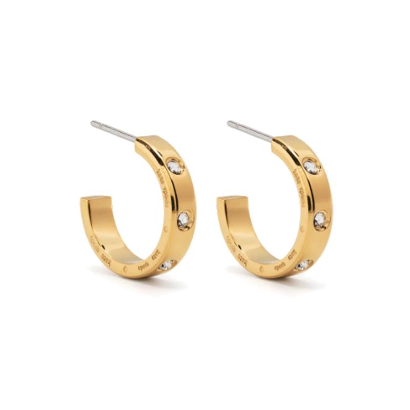 Kate Spade Engraved Logo Metal Glass Earrings Women's Gold KE025