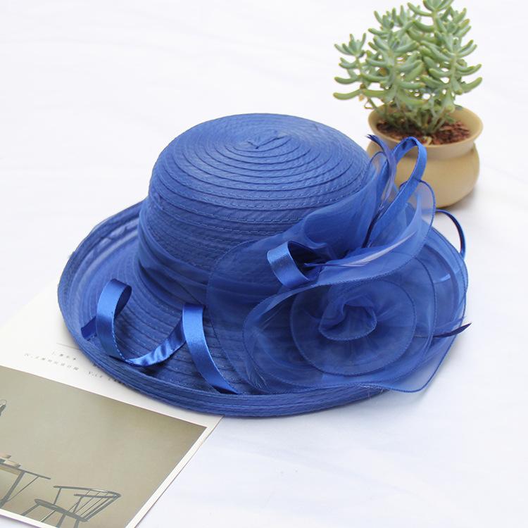 Солнцезащитная шляпа от солнца Органза Цветок Сетка Солнцезащитная шляпа Весна и Лето Складная Женская Шляпка-котелок с гофрированной тульей