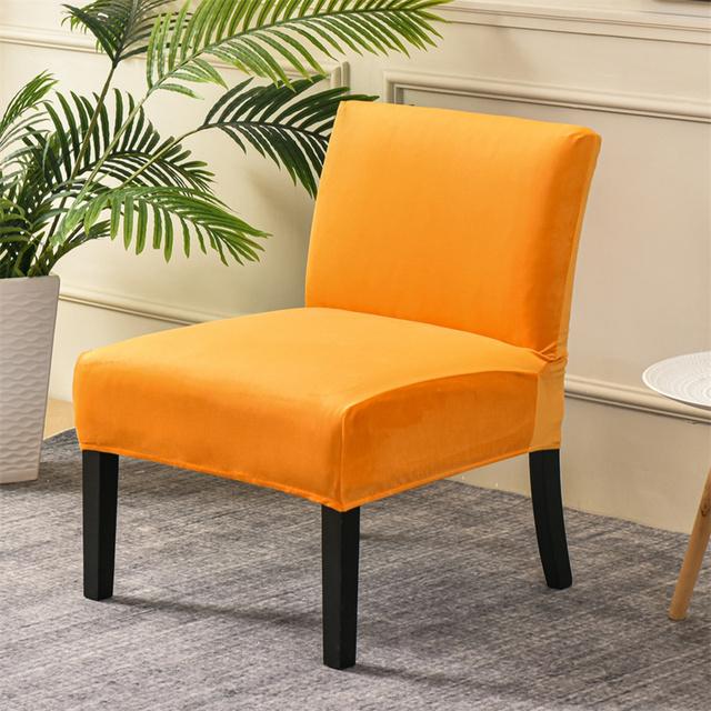 Velvet Armless Chair Cover Solid Single Sofa Slipcover Nordic Accent Stretch Chair Covers Elastic Cheap Couch Protector Cover