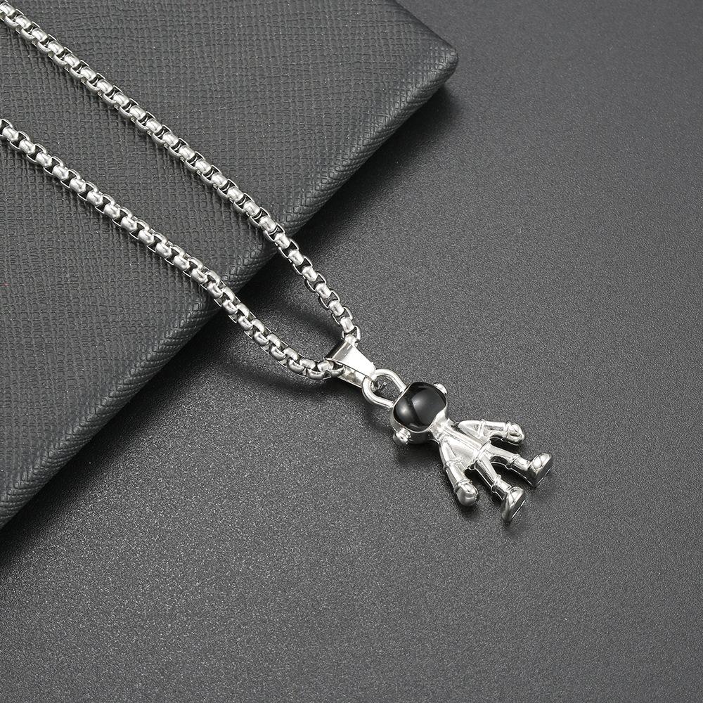 Ожерелье из титановой стали в стиле хип-хоп с мультяшным астронавтом, большое белое, для мужчин и женщин, длинное, с подвеской в виде танцующей куклы