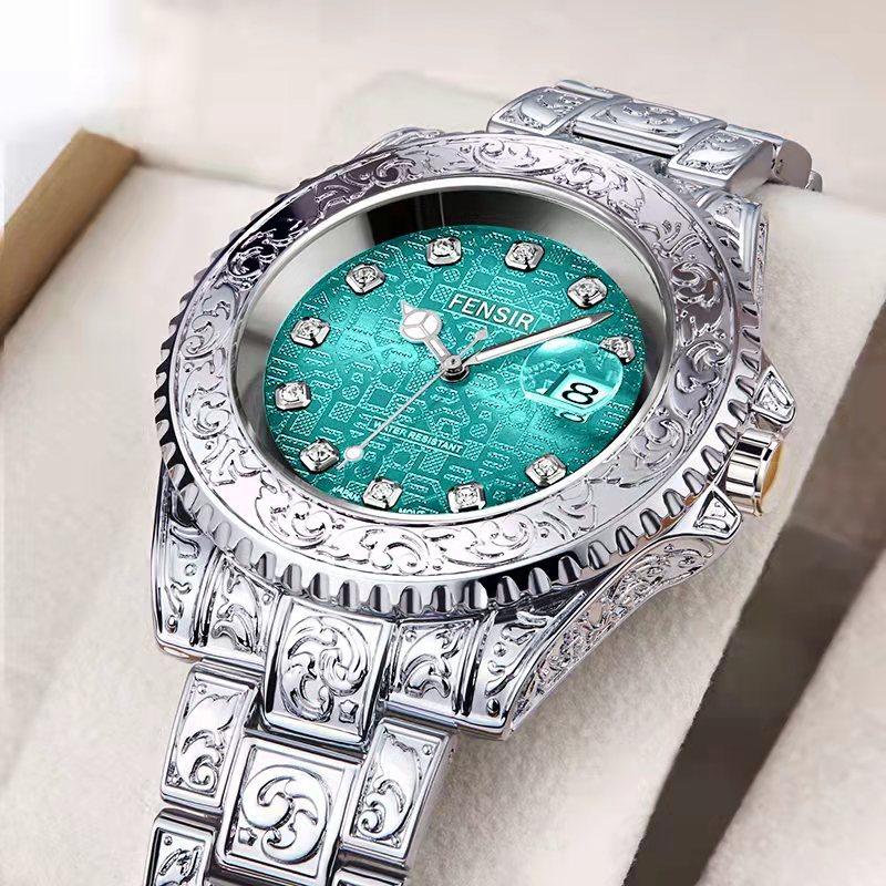 Часы Мужские Модные Ретро Роскошные Креативные Стальной Браслет Наручные Часы Аналоговые Часы Светящаяся Стрелка Календарь Мужские Кварцевые Наручные Часы Montre Homme