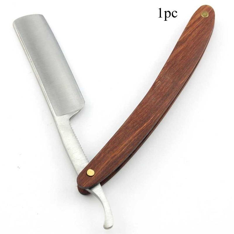 1 шт./2 шт. Винтажная бритва парикмахера из нержавеющей стали с прямым лезвием и деревянной ручкой, складной нож для бритья