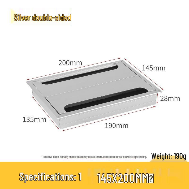 Desktop Cable Management Box: Flip-up Cover for Desk Cable Hole - Wire Pass-through and Decorative Rectangular Plate