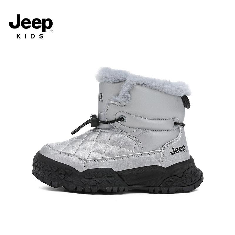 Зимние спортивные ботинки Jeep для детей 2025, с флисовой подкладкой и нескользящей подошвой, толстые хлопковые ботинки для девочек для улицы