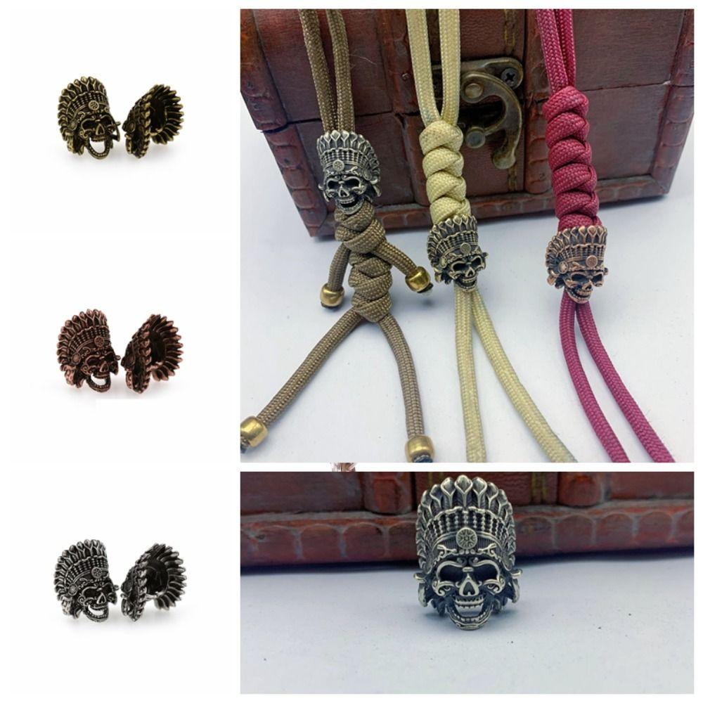 Copper Brass Crown Skull Beads Crown Outdoor Tools Brass EDC Skeleton Pendant EDC Outdoor Tools