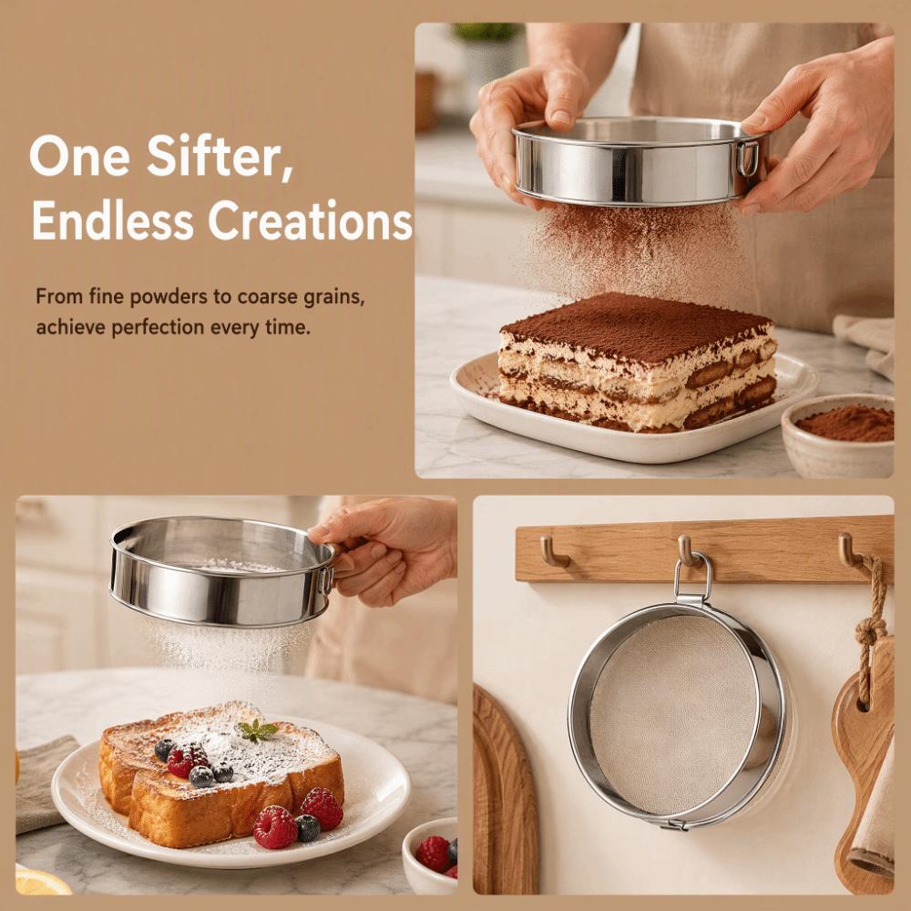304 Stainless Steel Baking Sieve 15cm Powder Sifter Durable Flour Sifter Pie Making