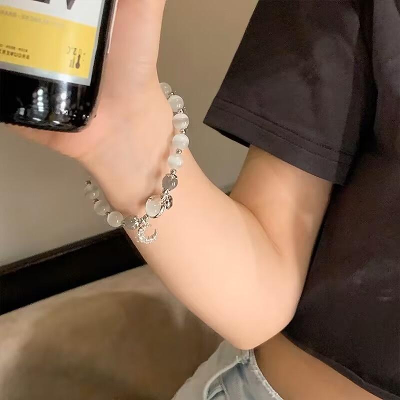 Инс серый лунный опал браслет женский простой кулон-колокольчик девушка день рождения Дуинь тот же стиль