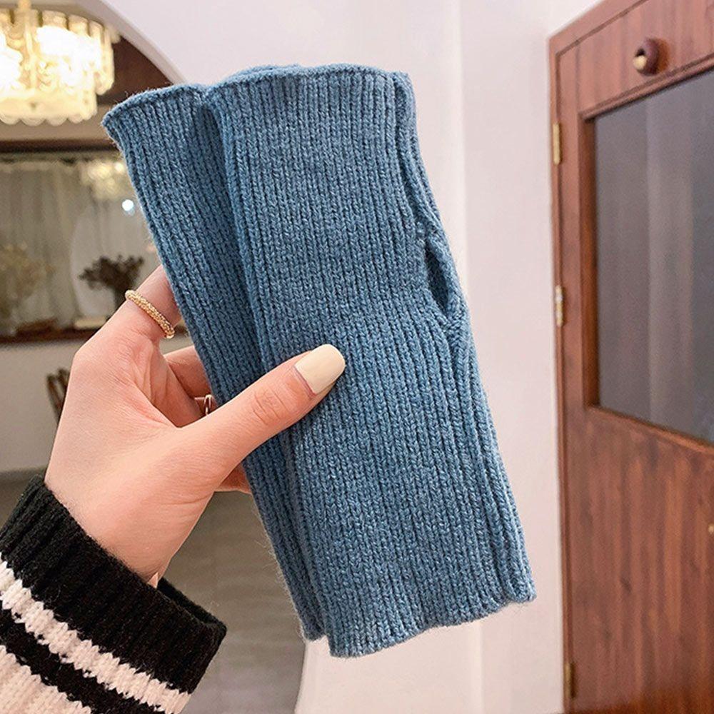 Solid Color Winter Gloves Soft Half Finger Mitten New Fingerless Gloves Women
