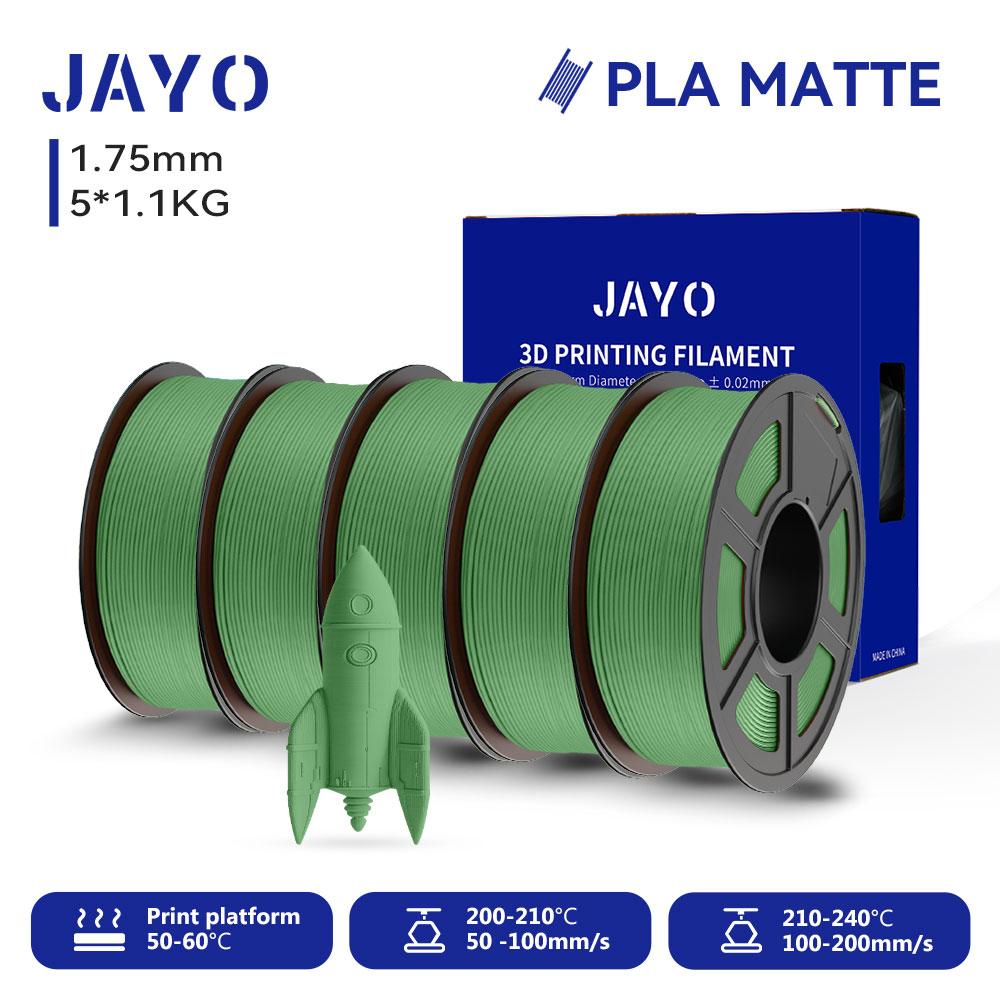 JAYO 5 катушек 3D PLA Матовый Филамент для 3D-принтера 1,75 мм+/-0,02 мм 100% Без пузырьков Нетоксичный Материалы для 3D-печати для 3D-принтера и ручки