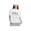 Nike Футболка женская с круглым вырезом, коротким рукавом, заниженной линией плеч, с принтом логотипа и буквами, дышащая, белая FQ6601-100