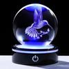 3D Crystal Ball Hummingbird Gifts for Women Men Glass Humming Bird Ornament Animals Figurine with Colorful LED Base 6CM