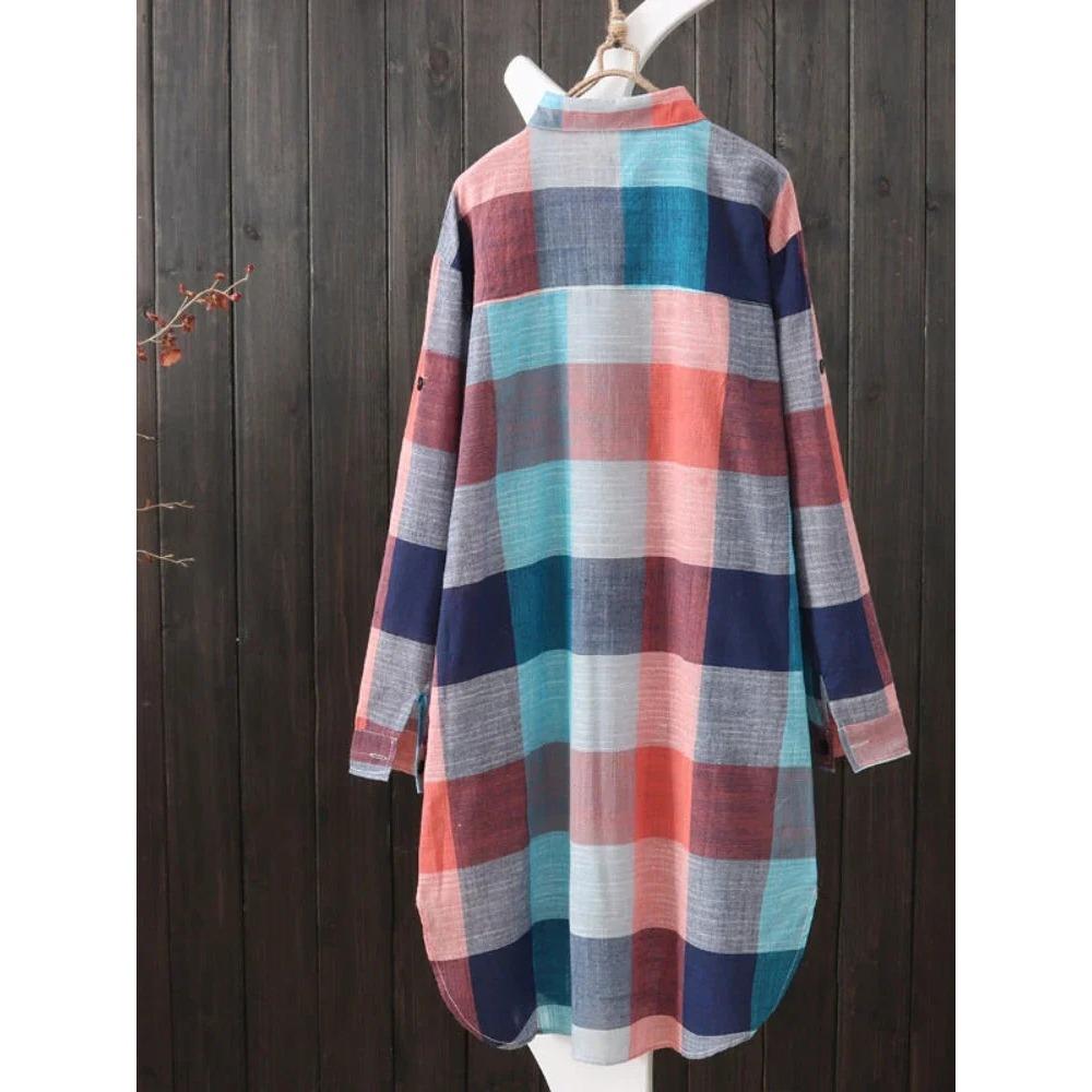 Женская хлопковая рубашка в клетку, шикарная женская блузка, элегантные и молодежные женские блузки, новая верхняя одежда в корейском стиле