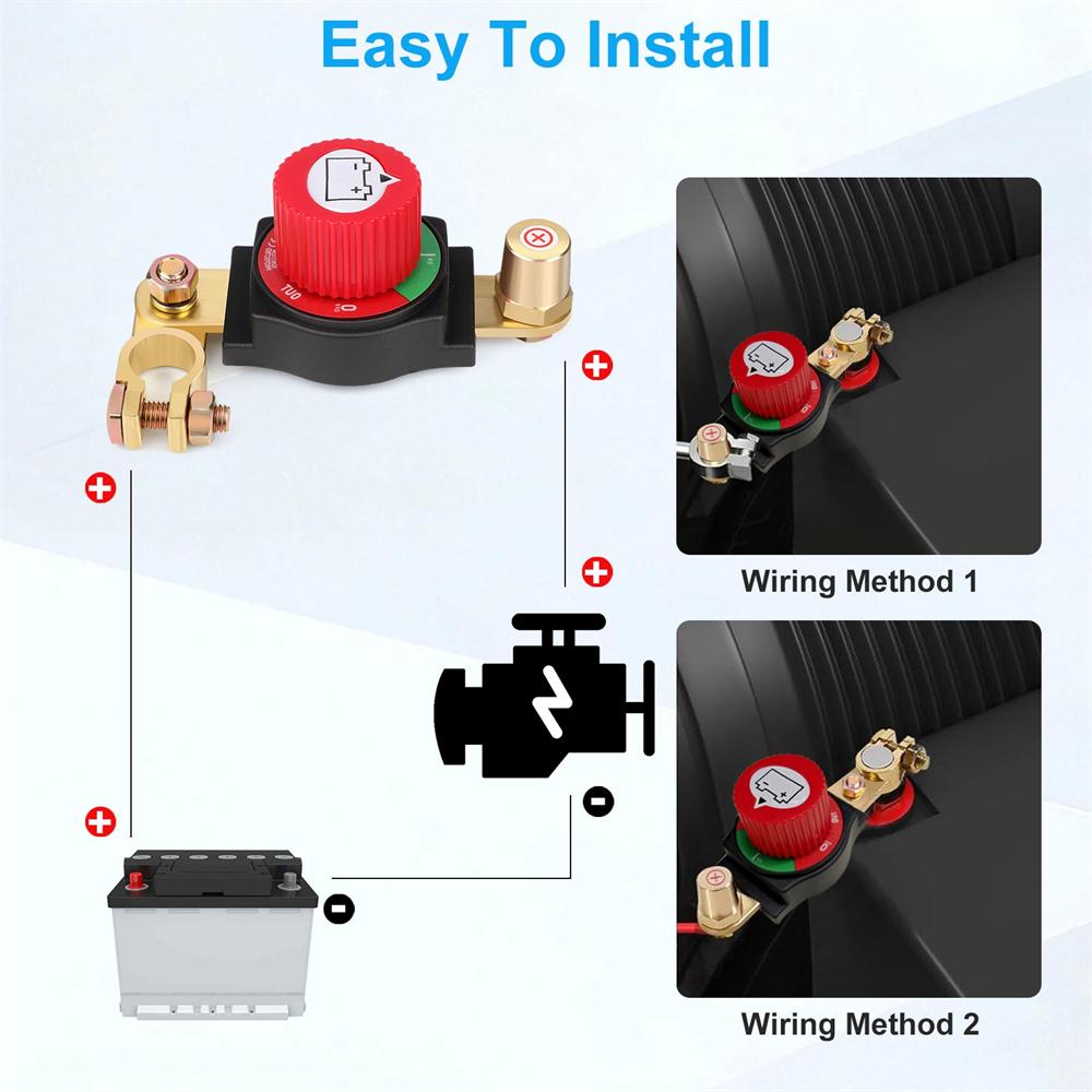 Top Post Battery Disconnect Switch 12-48V Car RV Marine Battery Cut-Off Isolator