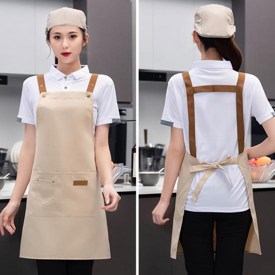Кухонный фартук Регулируемый водонепроницаемый с карманами Сплошной цвет Большой охват Защитный холст Необрастающий чистящий фартук Кухонный фартук