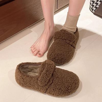 Модные женские балетки Зимние Новые с круглым носком с глубоким вырезом Замшевые Мягкая подошва Противоскользящие Износостойкие Хлопковые туфли