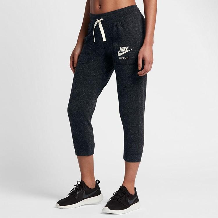 Nike Спортивные трикотажные брюки с буквенным логотипом и завязками на шнурке, женские плавки, черные 883724-010