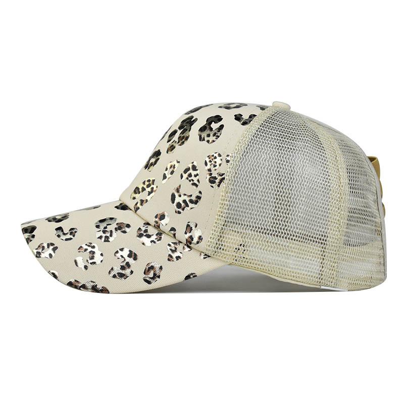 Foreign Trade Golden Leopard Print Cross Ponytail Hat European and American Women Ponytail Hat Sunscreen Visor Ponytail Baseball Cap