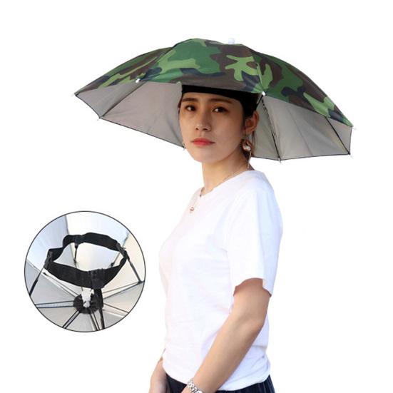 Umbrella Hat with Elastic Headband Waterproof Head Umbrella Hat Portable Hands-Free Folding Cap Fishing Hiking Sunshade Hat for Adult Kids Women Men