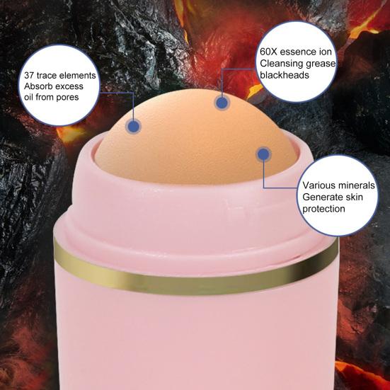 Маслопоглощающий валик Съемный мгновенный результат Сужение пор Ролик для контроля масла на лице Портативный маслопоглощающий вулканический валик для лица для женщин