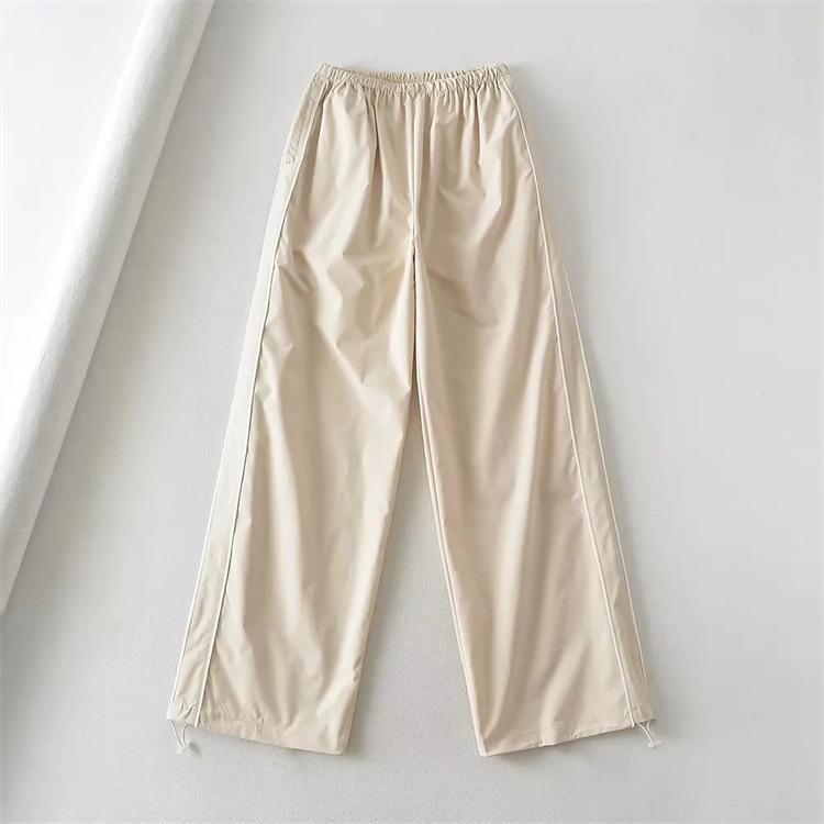 Женские прямые брюки с полосками по бокам, спортивные штаны с низкой посадкой, мешковатые широкие брюки в стиле Харадзюку, повседневные универсальные брюки-парашюты