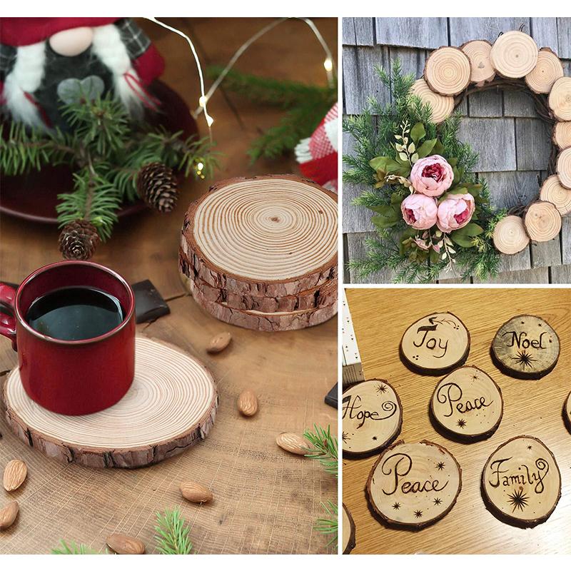 Natural Round Wooden Slice Cup Mat Coaster Tea Coffee Mug Drinks Holder Decor