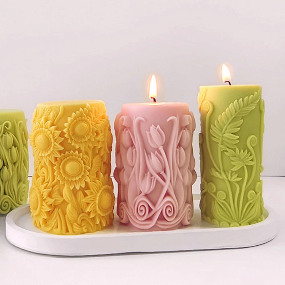 Tulip Sunflower Column Flower Candle Silicone Mold DIY Candle Making Tool