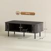 Coffee Table with Storage, Living Room Table with Slatted Tambour Sliding Doors and Foot Pads